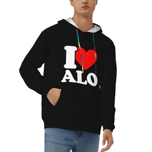 I Love Alo Hoodies With Pockets Hooded Sweatshirts Casual Drawstring Hoody Pullover For Mens2
