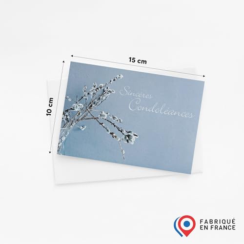 Trauerkarten mit Umschlägen - 5 Stück - edel & schlicht - Made in France - Premium-Papier ökologisch (5er Pack Ex Frosted Weide)