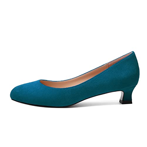 MERRORI Womens Slip On Suede Round Toe Dress Shoes Solid Casual Office Kitten Low Heel Pumps Shoes 1.5 Inch2