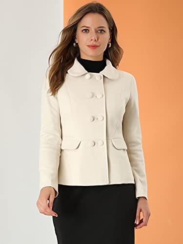 Allegra K Women's Peter Pan Collar Peacoat Double Breasted Short Coat2