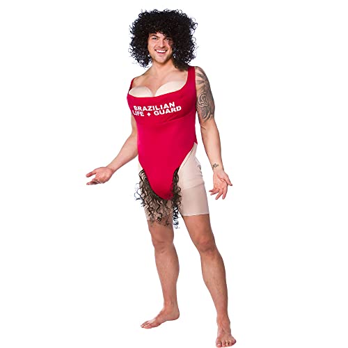 Wicked Costumes Mens Funny Lifeguard Fancy Dress Costume Novelty Red Beach Patrol Party Outfit for Stag Nights Fancy Dress Parties Festivals & Halloween One Size