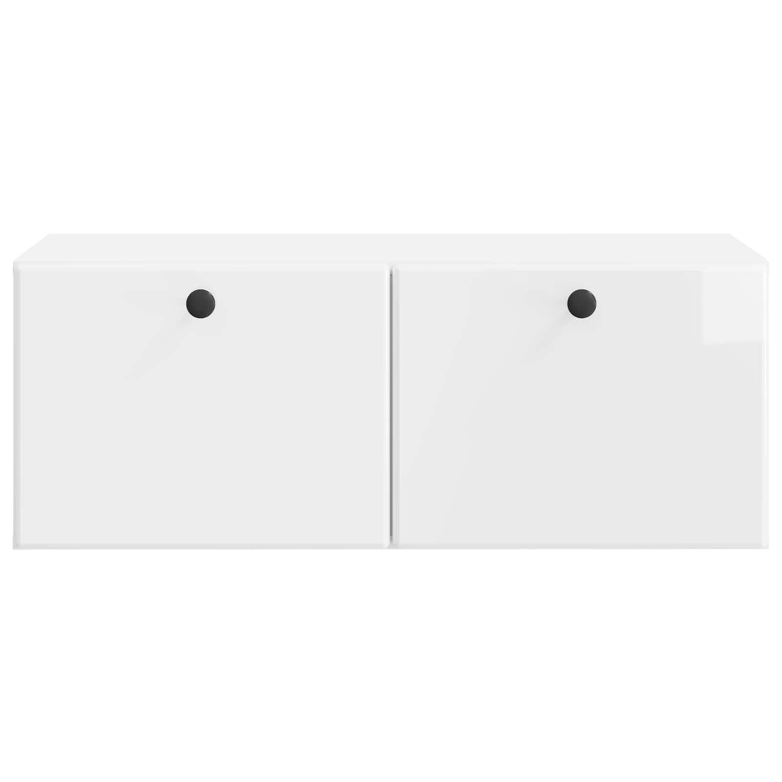 Wandmontierter TV-Schrank Hochglanz Weiß 78,5x41x30 cm | Platzsparendes Lowboard für Wohnzimmer und Schlafzimmer mit 90 Grad Klapptür und robuster Wandhalterung.