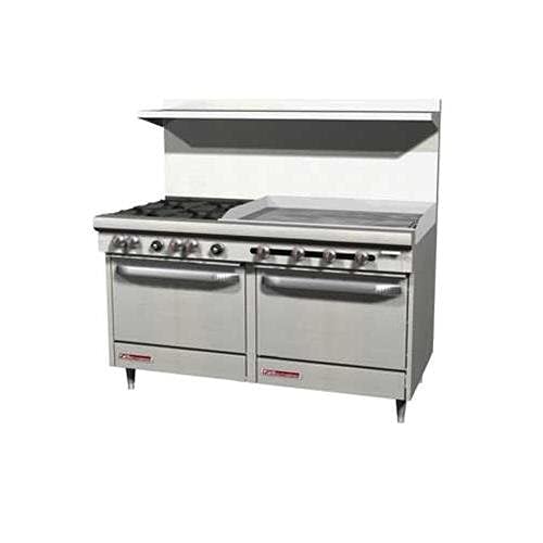 Southbend S-Series 60" Gas Restaurant Range w/ (2) Open Burners by SOUTH BEND – 3.86 cubic_feet, Iron, Model S60AA-4TR