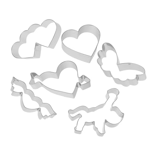 MUCKLILY 6 Piezas Cortadores de Galletas Acero Inoxidable con Forma para Hornear San Valentín Reutilizables para Galletas y Pasteles para Proyectos Diy