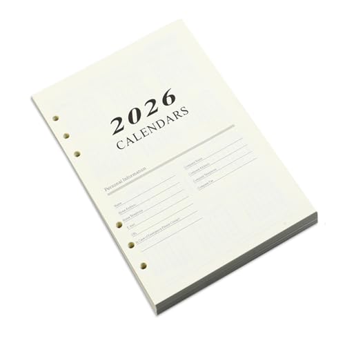 GmwyCzV Recharge Agenda 2026 A5, 6 Trous Recharges pour Agendas et Planificateurs, Agenda...