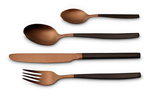 Echtwerk Tafelbesteck Positano Due-Bronze/Black Edition, 24-teilig, für 6 Personen, 18/10 mattiert, Edelstahl, Hochwertiges Besteck Set, für...