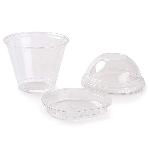 25 Count Plastic CLEAR 9 oz Cup with 4 oz Insert and Dome Lid, Parfait Cup w/ Signature Party Picks