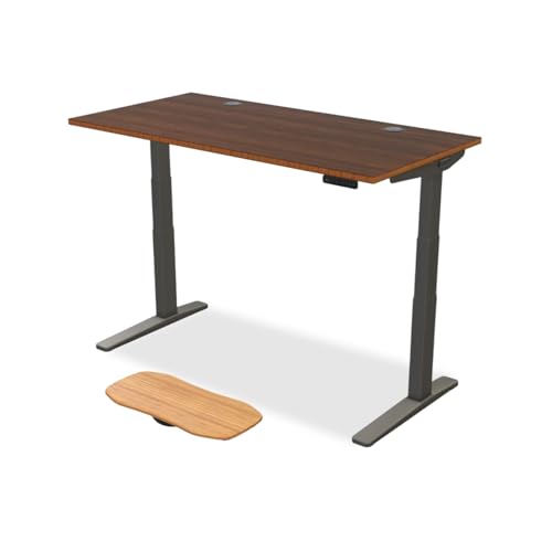 Image of UPLIFTDESK Dark Bamboo (60 x 30 inch) Standing Desk 2-Leg V3 Adjustable Stand Up C-Frame (Indus.), Advanced Keypad, Wire Grommets, Wire Tray, Rocker Board
