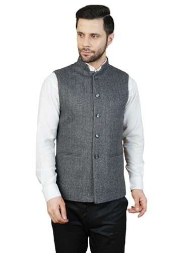 Image of WINTAGE Mens Tweed Wool Nehru Jacket