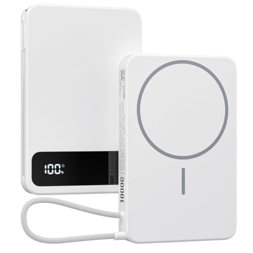 Image of Magnetic Power Bank, 10,000mAh Wireless Portable Charger for Mag-Safe 15W Fast Charging, Battery Pack with USB-C Cable 20W in /Out for iPhone Air /17 /16 /15 /14 /13 /12 /Plus /Pro /Pro Max, AirPods & More