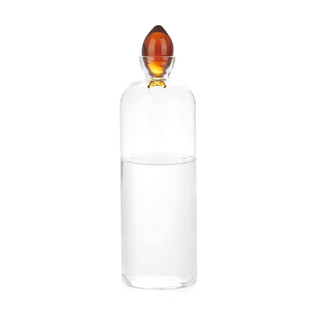Balvi Botella de Agua Gourami Color Ambar con Tapón en Forma de Pez 1.1 L. Vidrio Borosilicato 30cm