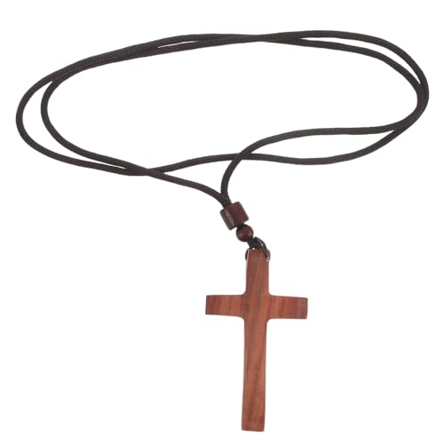 Artibetter Collar Colgante de Cruz de Sándalo Sangre, Collar de Crucifijo de Iglesia Vintage para Mujer, Joyería Cristiana Artesanal, Accesorio Religioso para Eventos y Uso Diario
