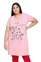 In Love Women's Longline Half Sleeve Plus Size Side Slits Side Pocket Printed Tshirts,PLSMTLP770A8_4XL,Heather Pink,4XL