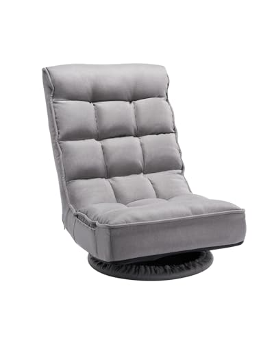 Image of VEVOR Swivel Floor Gaming Chair, 360-Degree Rotating Foldable Lounge Chair with 4 Position Adjustable Backrest & Lumbar Support, Folding Video Reclining Lazy Sofa for Watching TV Reading Playing Game