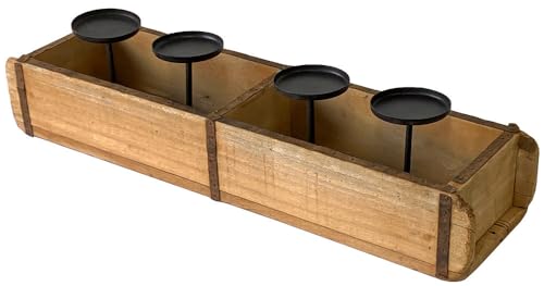Adventskranz Alte Ziegelformen zum Dekorieren Holz 4 Kerzenhalter...