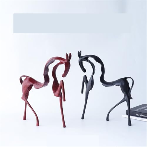 Sculpture de cheval creuse en métal rouge | Objet déco table 33 cm - 5