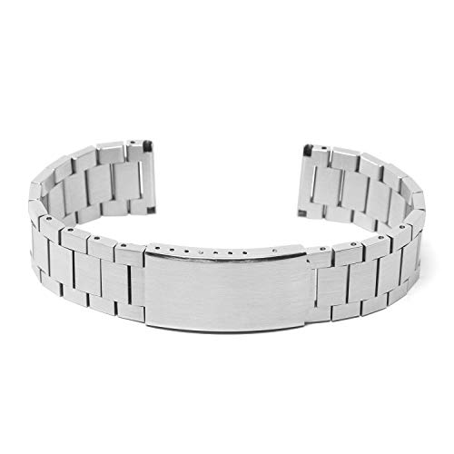 StrapsCo Stainless Steel Flat Link Watch Bracelet Band Strap - Brushed Silver - 21mm