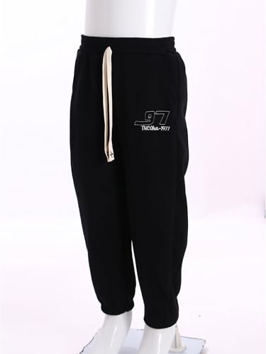 Unisex Kids Sweatpants Elastic Waistband Embroidery Pants with Pockets Drawstring Jogger Pants3