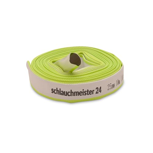 Ø 1 Zoll - 25 mm, 10 m Flachschlauch | Bauschlauch | Industrieschlauch | Synthetischer Gummi, Weiß mit Grün, 10 Bar, -20°C bis +60°
