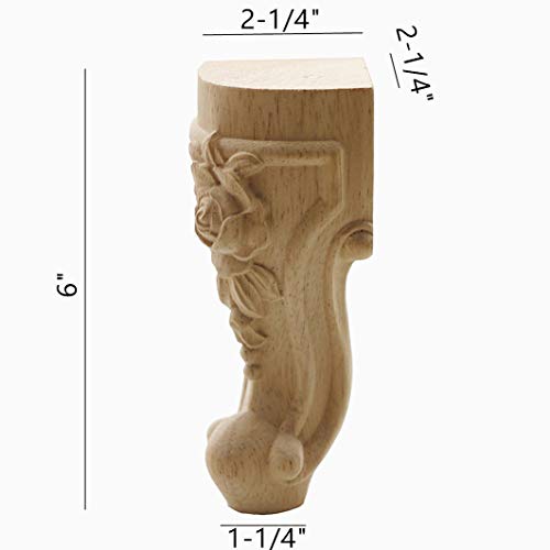Weichuan Solid Unfinished Carved Wood Furniture Legs Replacement Sofa Couch Chair Ottoman Loveseat Coffee Table Cabinet Furniture Wood Legs Wood Feet(6" Set Of 4) #TOP1