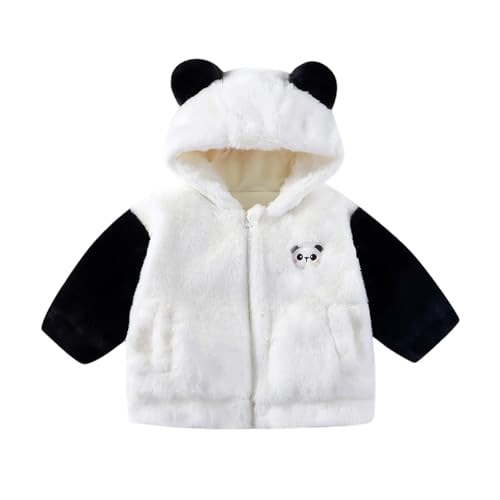 Chaqueta de felpa para niños, abrigo con orejas de oso, para niños y niñas, forro polar de invierno, chaqueta con capucha, chaqueta de forro polar, chaqueta de forro polar de 1 a 9 años, Negro , 6-7