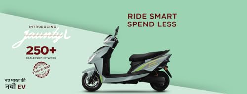 Image of AMO Double Light Electric Scooter Jaunty L Lead Acid Low Speed -25kmph Range - 65 Km Non RTO in Blue with Portable Charger Ex-Showroom