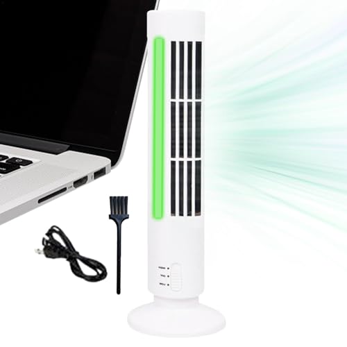 Ventilador de pie sin aspas – Ventilador de aire acondicionado eléctrico vertical sin aspas | Ventilador de piso silencioso con puerto USB para área de trabajo, dormitorio, viajes y hogar