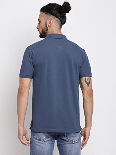 Image of Cantabil Men's Cotton Blend Solid Polo Neck T-Shirt (Regular Fit)