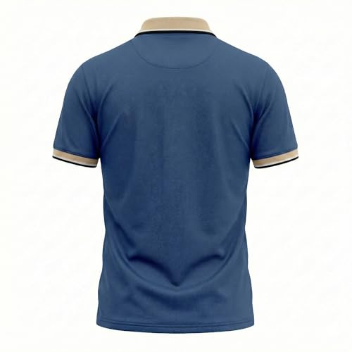 Image of Regular Fit Solid Half Sleeve Casual Tipping Collar Polo T-Shirt for Men