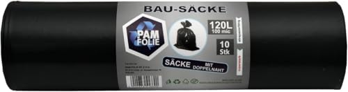 PAM-FOLIE Sacs Poubelle 120L Extra Épais et Résistants - 100µm - 70x110cm - Noirs - Pour Déchets de Chantier et Gravats - Professional – vue 5