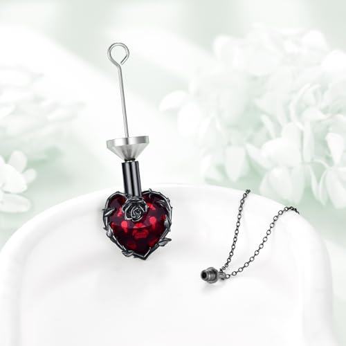 Rose Urn Necklace Ashes 925 Sterling Silver Cremation Pendant Memorial Ashes Rose Pendant Jewelry Gift for Women Men4