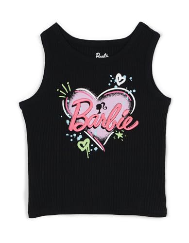 Image of Barbie Girls Ribbed Tank Top and French Terry Shorts Outfit Set Toddler to Big Kid Sizes (2T - 14-16)