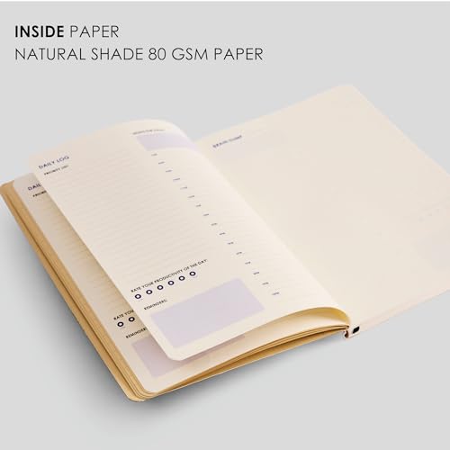 Image of myPAPERCLIP 12 Weeks Productivity Journal | A5 Size, 200 Pages, 80 GSM | Daily log, Goals for the day, Reminders | Bookmark, Elastic closure, Section thread-bound (Black)