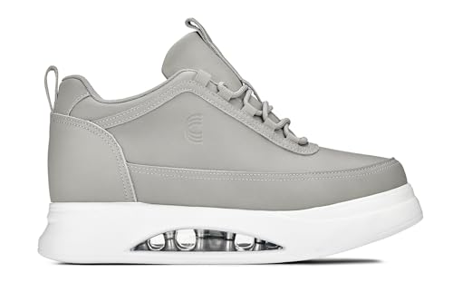 CALTO Men's Invisible Height Increasing Elevator Shoes - Dove Grey/White Sole Chunky Elevated Platform Sneakers - 3.2 Inches Taller - S4927 - Size 12 D(M) US2