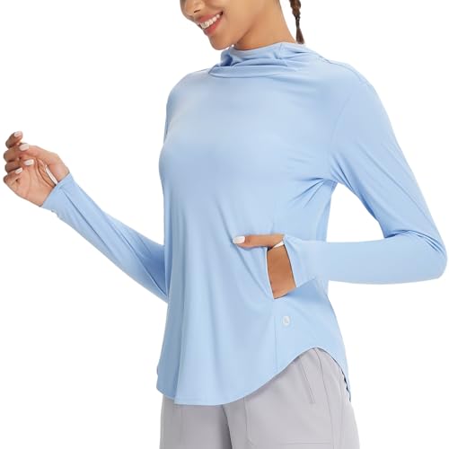 baleaf Women's UPF 50+ Sun Shirts UV Protection Hoodie Neck Gaiter SPF Lightweight Clothing for Hiking Fishing Outdoor