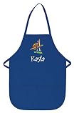 Personalized Royal Blue Kids Art Smock Apron with Palette Embroidery Design Poly/Cotton Twill Fabric