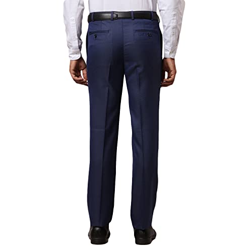 Image of Raymond Men Slim Fit Solid Pattern Poly Viscose Blend Flat Front Formal Trouser