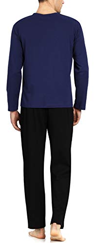 YIMANIE Men's Pajamas Set Soft Cotton Long Sleeves and Pajamas pants Classic Sleepwear Lounge Set4