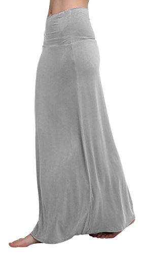 Image of Urban CoCo Women's Stylish Spandex Comfy Fold-Over Flare Long Maxi Skirt