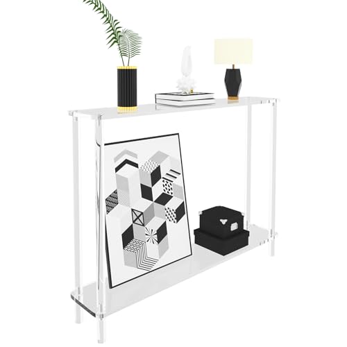 30% Off Clear Acrylic Narrow Console Table for Entryway
