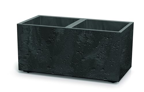 Tymar Pflanzenkübel groß außen, rechteckig, Pflanzkasten für draussen, Blumenkübel,Pflanzgefäße XXL (Beton Schwarz; 60x30xH30 cm)