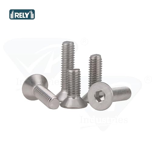 Image of Rely⇒VP INDUSTRIES (Pcs-25) M6x20 mm CSK Allen Head Screw Stainless Steel | Countersunk Allen Head Bolt with Allen Key 1 pc Free | Allen Key CSK Head Machine Screws