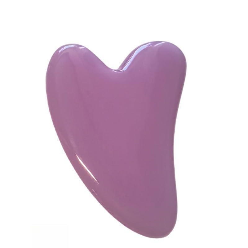 Resin Heart Shaped Scraping Board Imitation Jade Gua Sha Board Gua Sha Facial Massage Tool for Face and Body Treatment,Purple