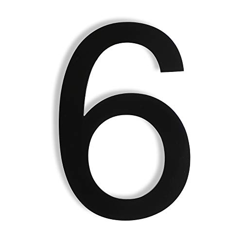 Mellewell Floating House Numbers 5 Inch Stainless Steel 18-8, Comtemporary Style Black, Number 6 Six, HN05HB-6