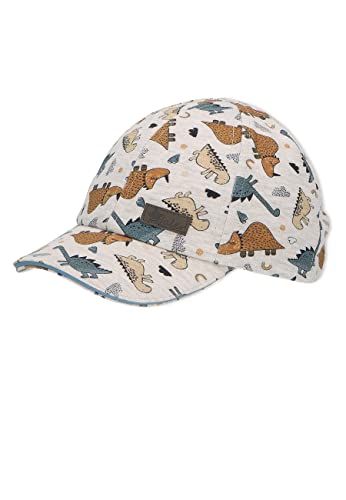 Sterntaler Basecap Dino Druck - Jungen Baseball Cap elastisch mit Gummizug - Sommer Basecap mit festem Schirm - Sportive Baby und Kinder Schirmkappe, UV-Schutz 50+, Silber, Größe 51