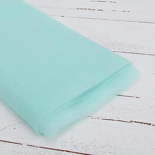 Image of Multi Purpose Solid Nylon Soft Net Combination Fabric - for Wedding, Parties, Costumes, and Decoration (32.8 x 4 Feet, Sky Blue)