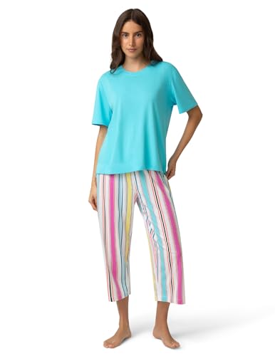 Image of HUE Women's Summer Vacation Pajama Separates, Soft, Whimsical Print Pjs with Tropical Beach Themes, Flip Flops, Cocktails