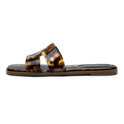 Image of Rihero Flat Sandals Women Dressy Comfortable Slip On Leather Slide Sandals
