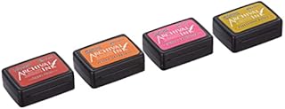 Ranger Distress Archival Mini Ink Kit 1-Picked Raspberry/Barn Door/Spiced Marmalade/Fossilized Amber, Various, 4 Pads