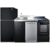 Summit 80 All-in-One Kitchenette, Full Sized Refrigerator-Freezer, Dishwasher, 4-Burner Electric Range, Sink - ACK80HT